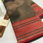 Aurelia (Soft tissue silk) - Bottle green & Red