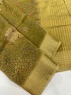 Kushi (Banarasi tissue silk) - Olive green - Image 2