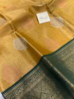 Dakshayini (Kancheevaram soft silk)- Mango yellow & Bottle green - Image 4