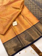Chandrika (Kancheevaram tissue silk) - Golden peach & Navy