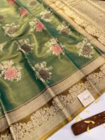 Poongothai (Kancheevaram soft silk) - Golden green - Image 2