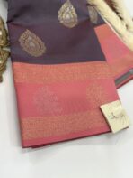 Thaaragai (Semi silk saree) - Deep plum & Coral - Image 3