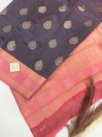 Thaaragai (Semi silk saree) - Deep plum & Coral
