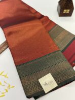 Aurelia (Soft tissue silk) - Red & Bottle green - Image 2