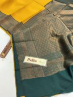 Aurelia (Soft tissue silk) - Yellow & Bottle green - Image 4
