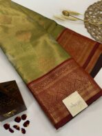 Dakshayini (Kancheevaram soft silk)- Pista Green & Maroon