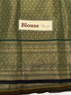 Dakshayini (Kancheevaram soft silk)- Mango yellow & Bottle green - Image 6