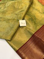 Chandrika (Kancheevaram tissue silk) - Pista green & Maroon - Image 2