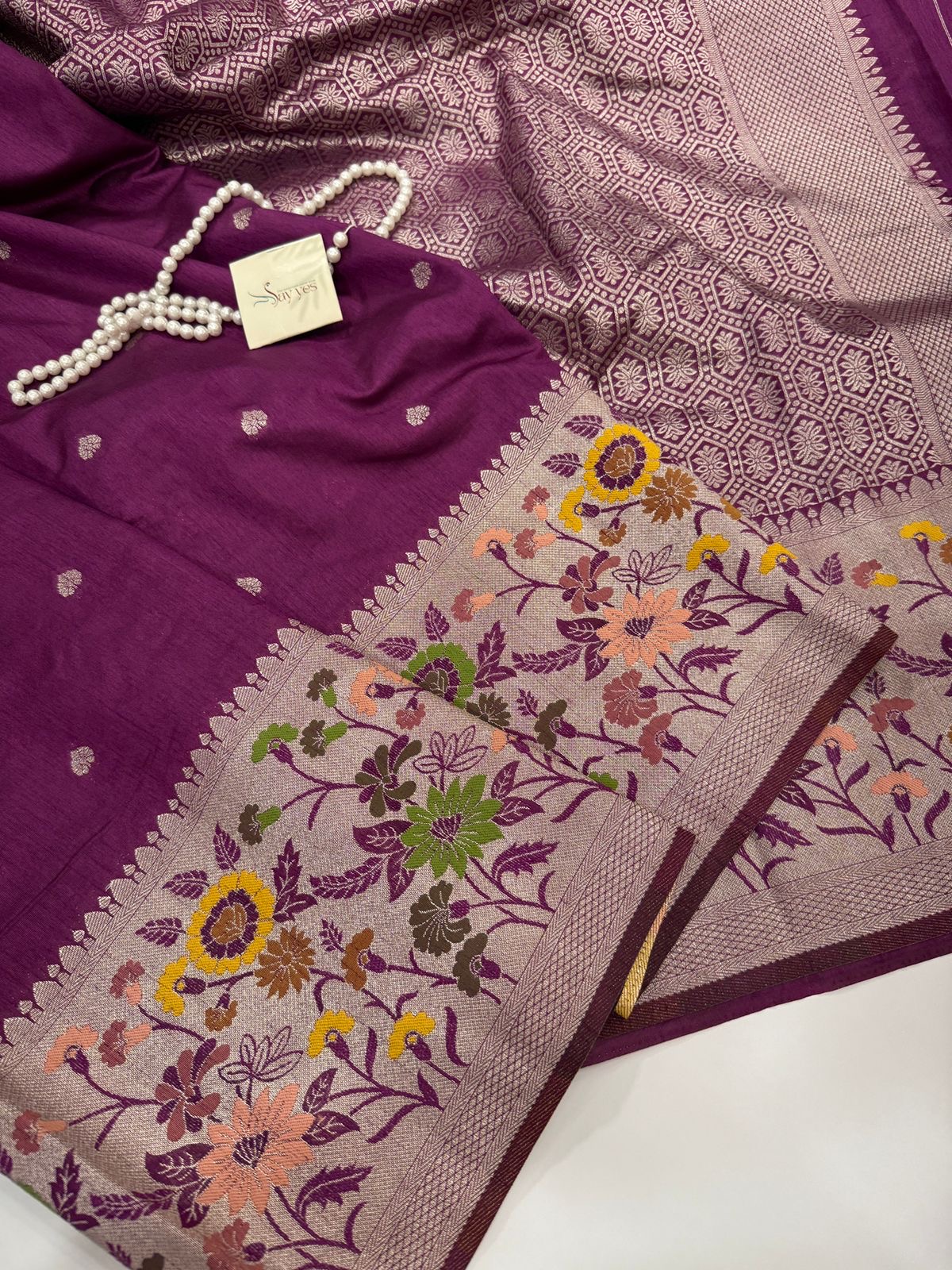 c1acebad-7434-444d-ad90-d1ce018301d9 Paithani Heritage silk - Grape Wine - Image 1