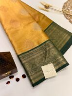 Dakshayini (Kancheevaram soft silk)- Mango yellow & Bottle green