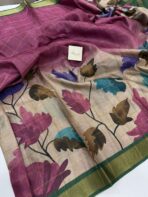 Maple leaves (Chanderi silk) - Magenta - Image 2