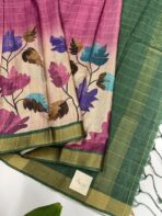 Maple leaves (Chanderi silk) - Magenta