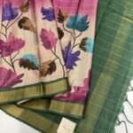 Maple leaves (Chanderi silk) - Magenta