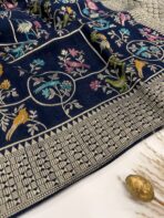 Amritha (Banarasi Paithani) - Midnight blue - Image 3