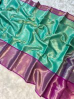 Sukhi (saree) - Sea green & Magenta - Image 2