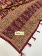 Monica (Katha embroidered Chanderi) - Maroon - Image 3