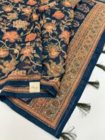 Monica (Katha embroidered Chanderi) - Navy