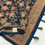 Monica (Katha embroidered Chanderi) - Navy