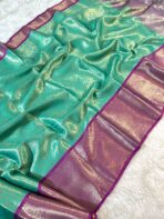 Sukhi (saree) - Sea green & Magenta - Image 3