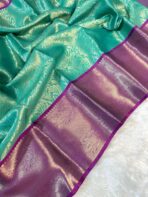 Sukhi (saree) - Sea green & Magenta - Image 4