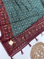 Monica (Katha embroidered Chanderi) - Deep teal - Image 2