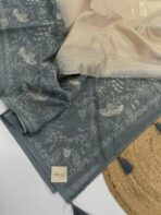 Navya (Flamingos on silk) - Blue - Image 2