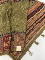 Monica (Katha embroidered Chanderi) - Moss green