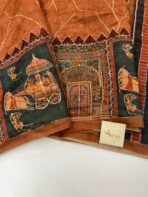 Monica (Katha embroidered Chanderi) - Burnt orange - Image 2