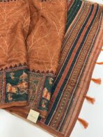 Monica (Katha embroidered Chanderi) - Burnt orange