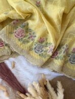 Elam thendral (Crushed georgette) - Lemon yellow - Image 2