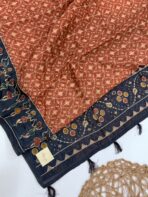 Monica (Katha embroidered Chanderi) - Orange - Image 2