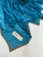 NoorPatta (Space silk saree) - Rama Green - Image 4