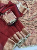 Antara (Banarasi tissue silk) - Regal Maroon