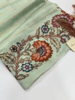 Varna Jaalam (Appliquéd Tussar) - Sage green