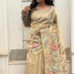 Amudhini (Appliqué tissue) - Muted gold