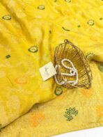 Madhuri (Banarasi silk) - Lime Yellow - Image 2