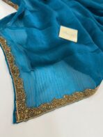 NoorPatta (Space silk saree) - Rama Green - Image 2