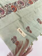 Varna Jaalam (Appliquéd Tussar) - Sage green - Image 3