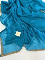 NoorPatta (Space silk saree) - Rama Green - Image 3