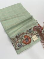 Varna Jaalam (Appliquéd Tussar) - Sage green - Image 2