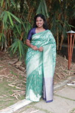 Sithara (Banarasi soft silk) - Turquoise & Navy