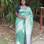 Sithara (Banarasi soft silk) - Turquoise & Navy