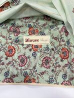 Varna Jaalam (Appliquéd Tussar) - Sage green - Image 4