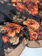 Amber light (Raw silk) - Black blooms