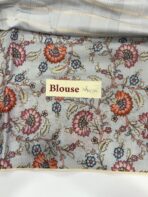 Varna Jaalam (Appliquéd Tussar) - Grey blue - Image 4