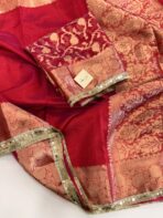 Antara (Banarasi tissue silk) - Vermillion red - Image 3