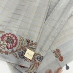 Varna Jaalam (Appliquéd Tussar) - Grey blue