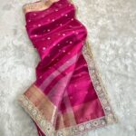 Svarna (Banarasi tissue silk) - Hot pink