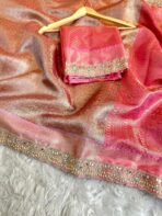 Sukhi (saree) - Peach & Mauve - Image 3