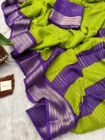 Bhumi (Semi Mysore crepe) - Parrot green - Image 4